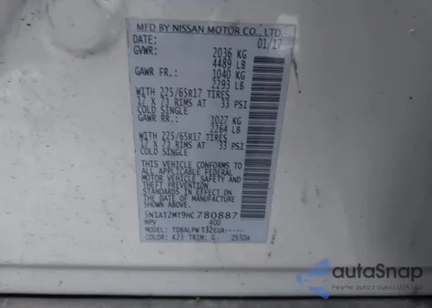 2017 Nissan Rogue S z USA, uszkodzony, nr VIN 5N1AT2MT9HC780887
